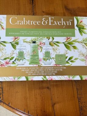 Crabtree & Evelyn Sweet Almond Oil Collection 4 Piece Gift Set! New In Box